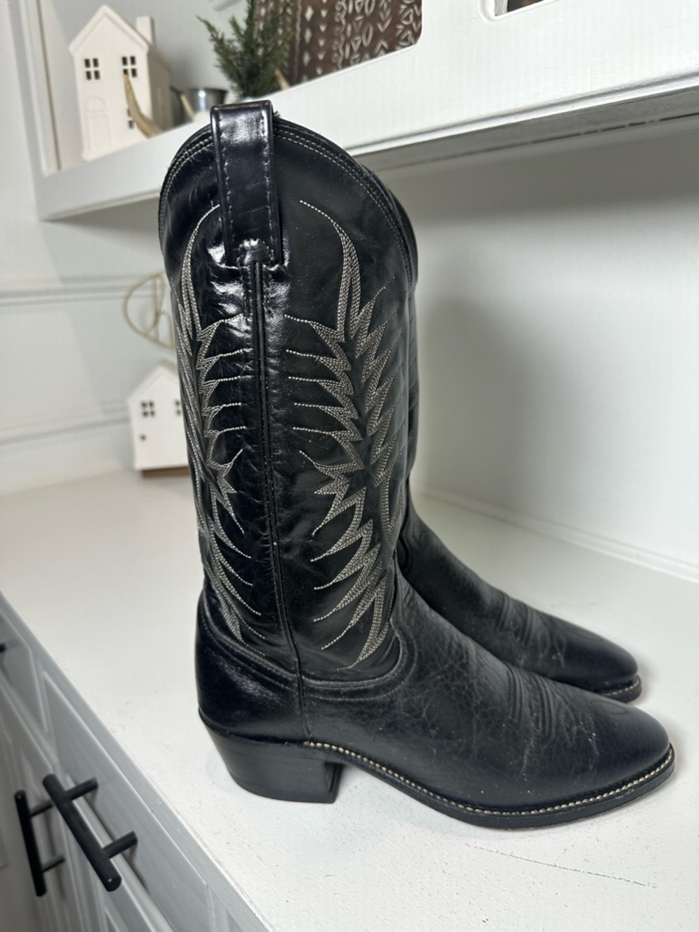 Vintage Dan Post Western Boots Womens 9.5 Brown Leather Cowboy Classic USA - Picture 5 of 9